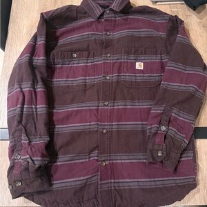 Carhartt Burgundy and Brown Striped Shirt